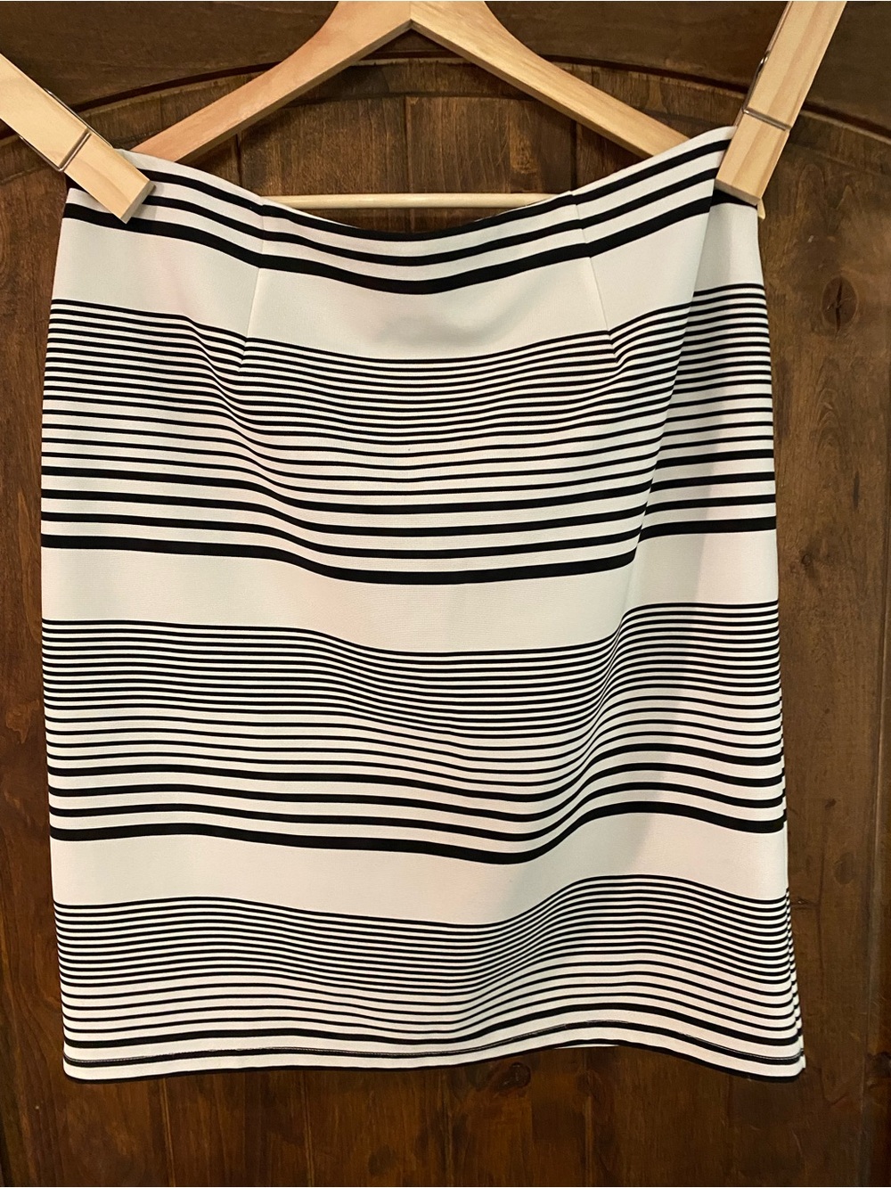 Chico's Black and White Striped Pencil Skirt